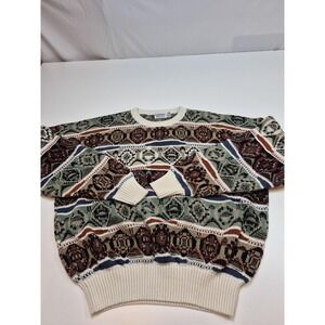 Umberto Sweater Mens Big 3XB Multicolor Acrylic Geometric Knit Pullover USA